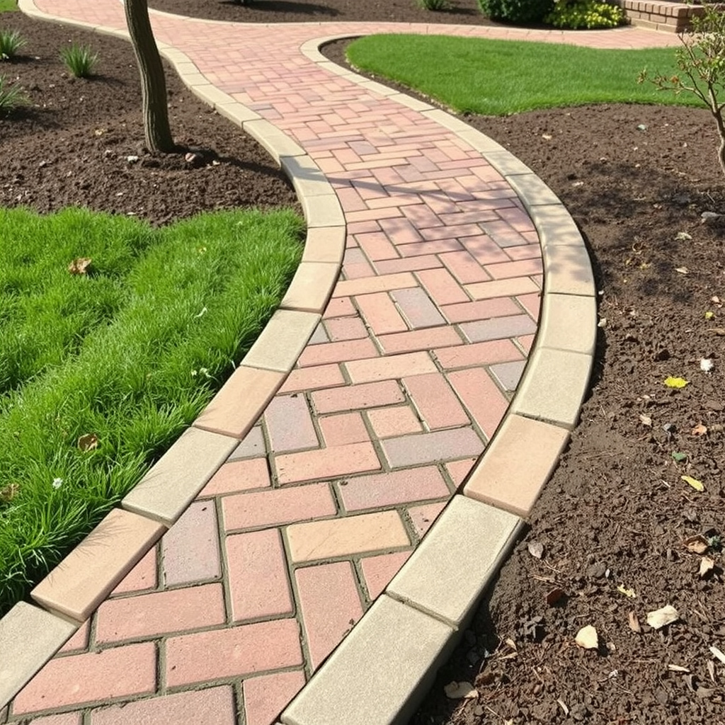 Brick Herringbone Pattern Walkway