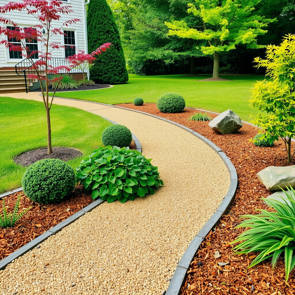 Gravel Path with Mulch Borders