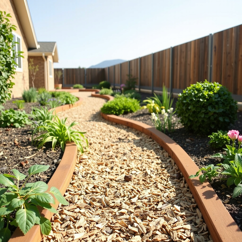 Mulch Trail with Timber Edging