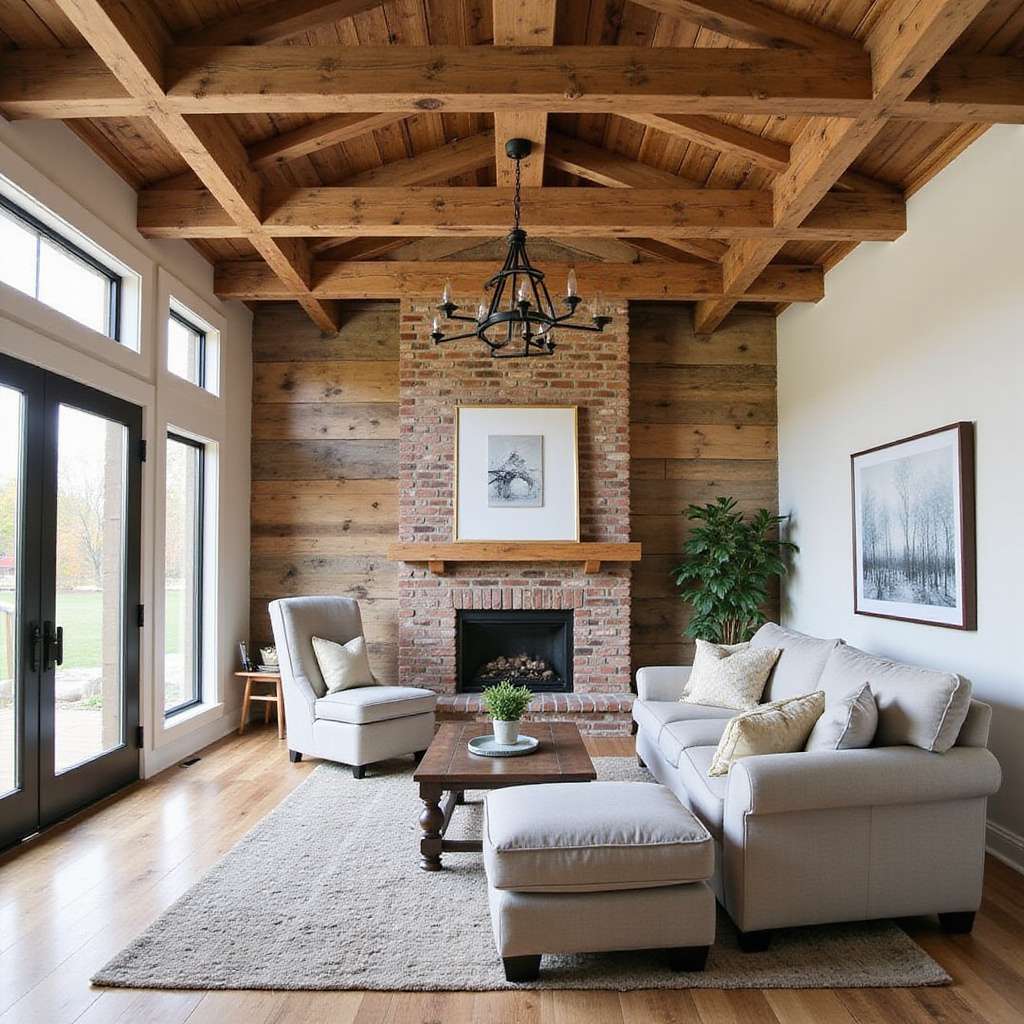 Using reclaimed wood as accent walls inside the barndominium