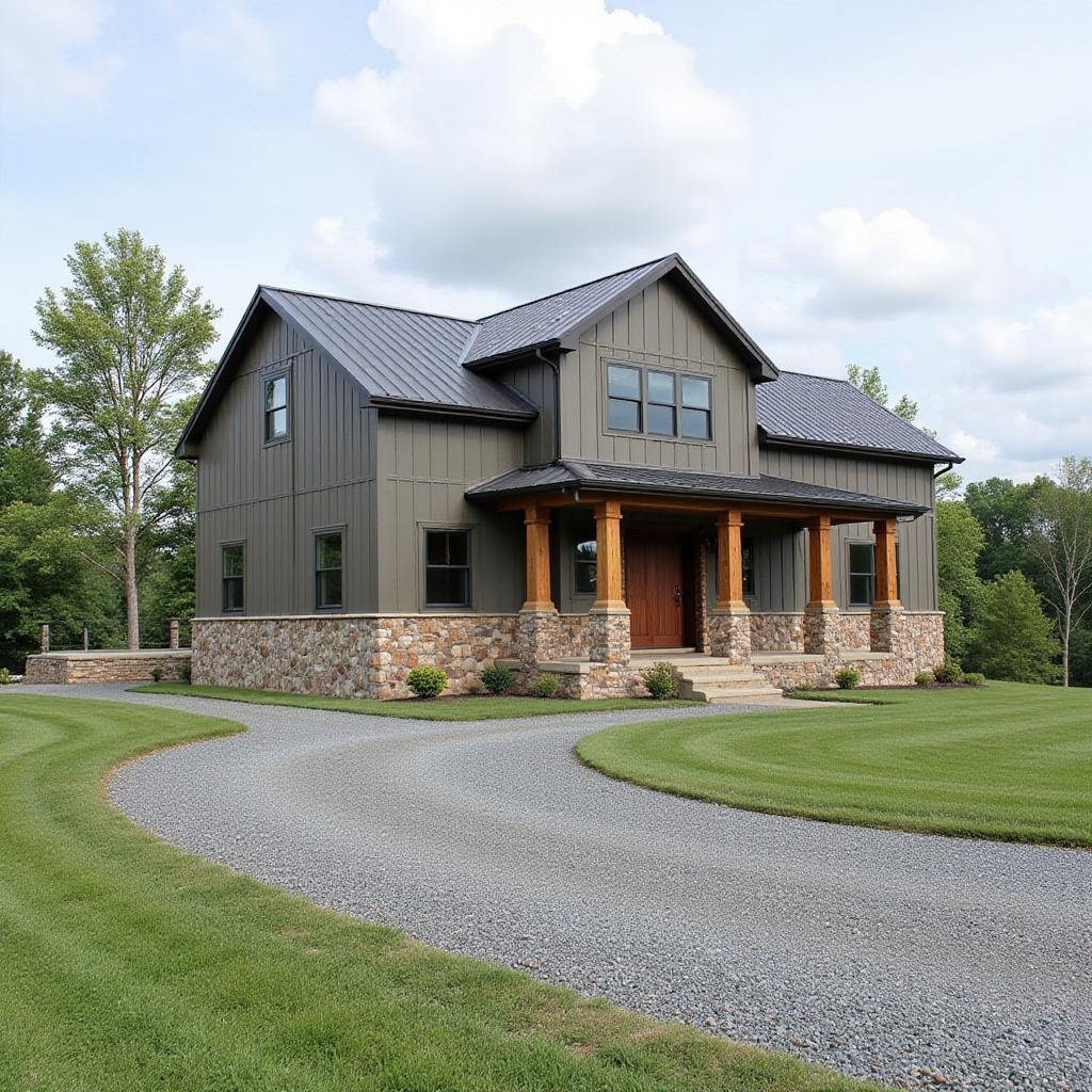 Rustic Stone Base Meets Metal Siding