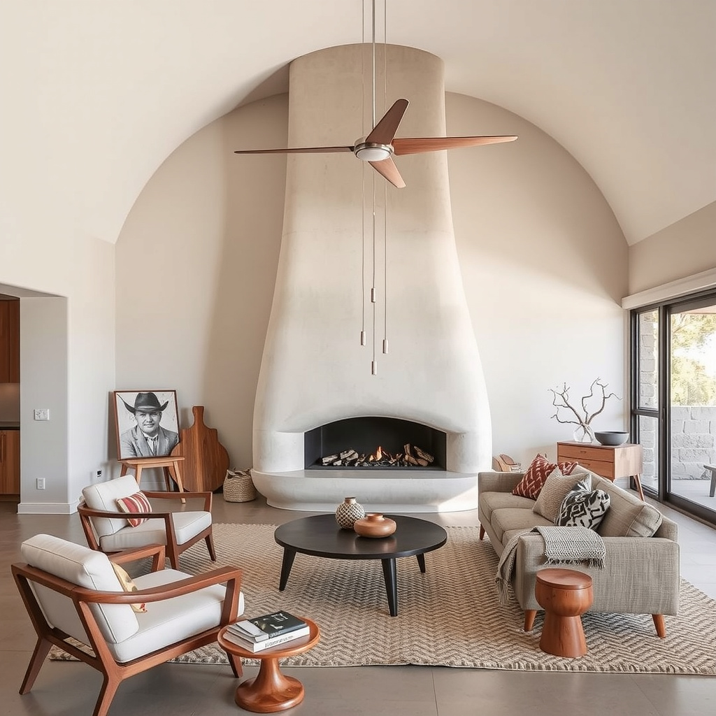 Statement fireplace with desert texture