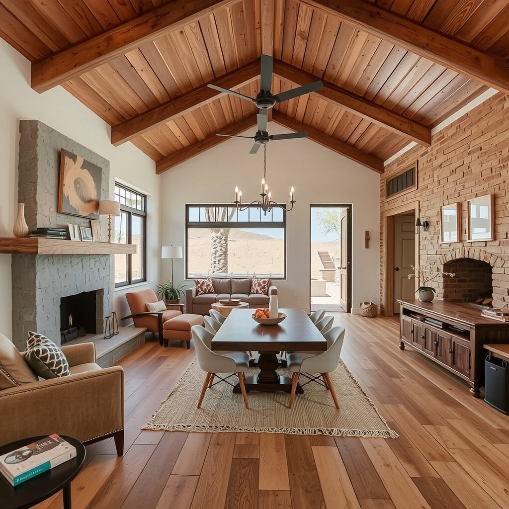 Warm rustic finishes, not heavy