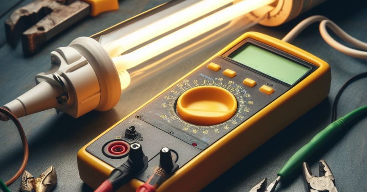 A fluorescent and multimeter on the table