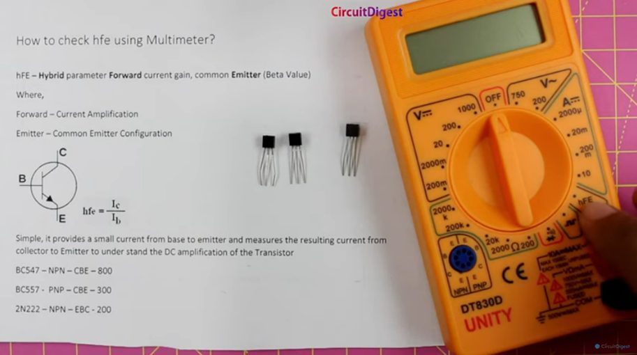 checking hfe with multimeter