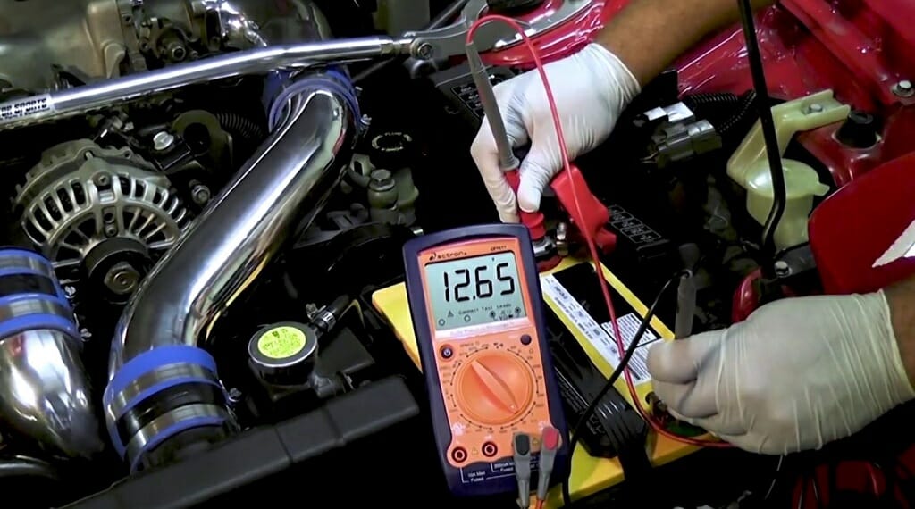 voltage drop test with multimeter at 12.65 reading