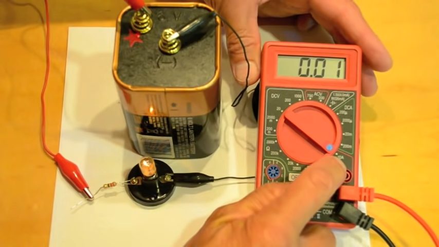 dca tested by multimeter with reading 0.01