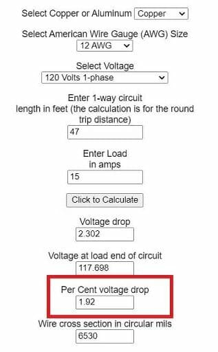 voltage calculator: 1.92 voltage drop