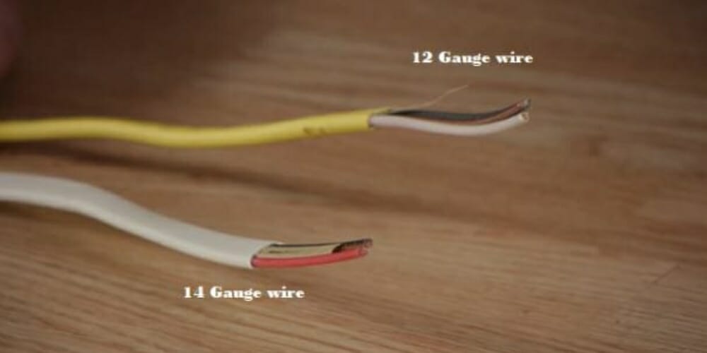 yellow 12 gauge wire and white 14 gauge wire