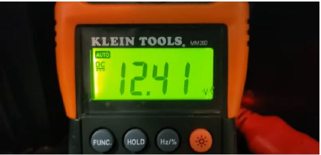 Klein Tools multimeter at 12.41v reading