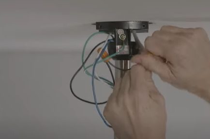 connecting wires on a ceiling fan