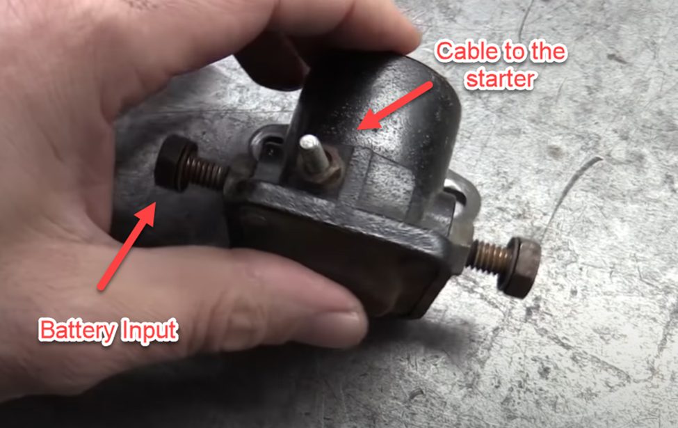 solenoid cable starter and battery input