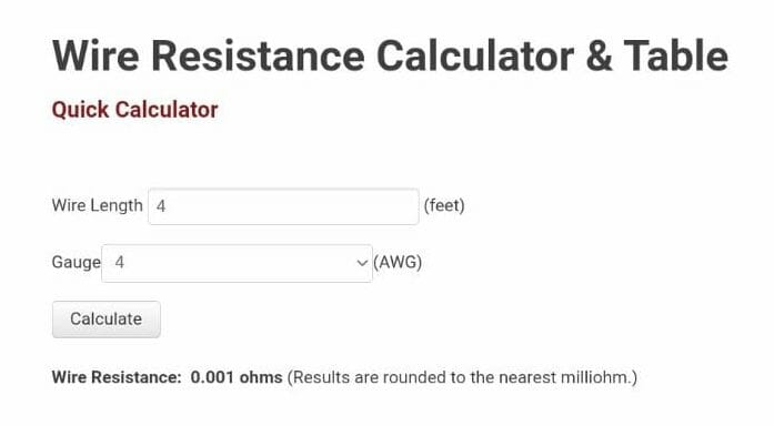 wire resistance calculator
