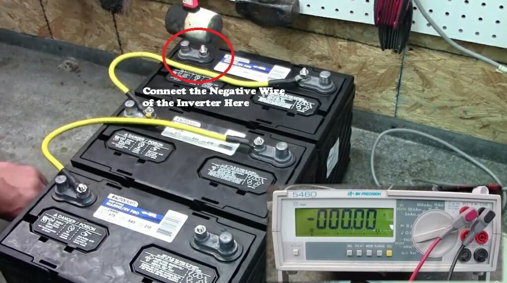 connecting the negative wire of the inverter