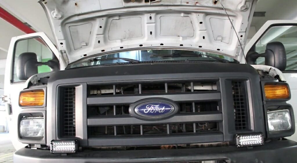 ford with open hood