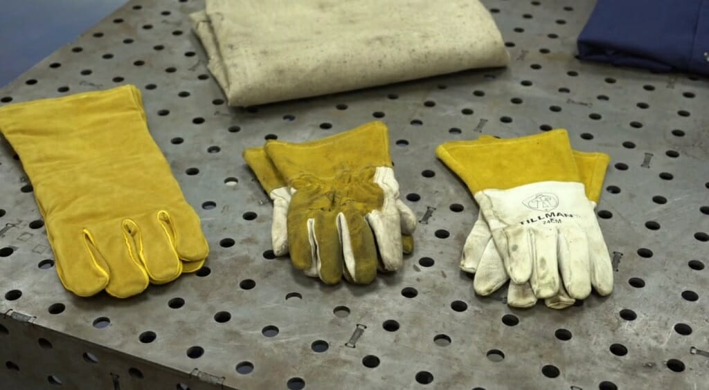 pair of welding gloves