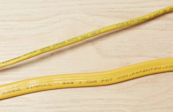 yellow wire with writing