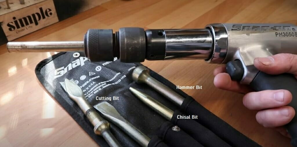 inserting the bit Into the air hammer