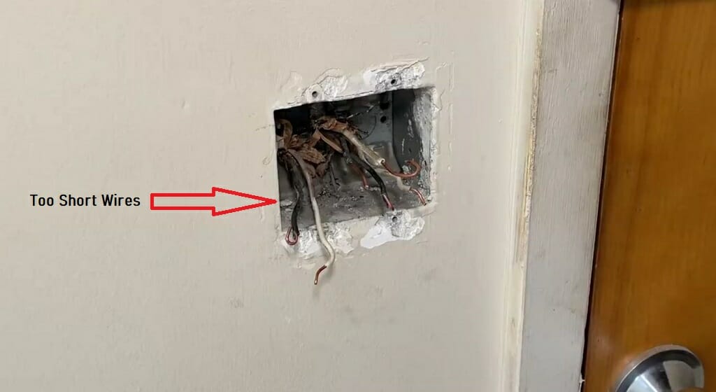 outlet box with short wires