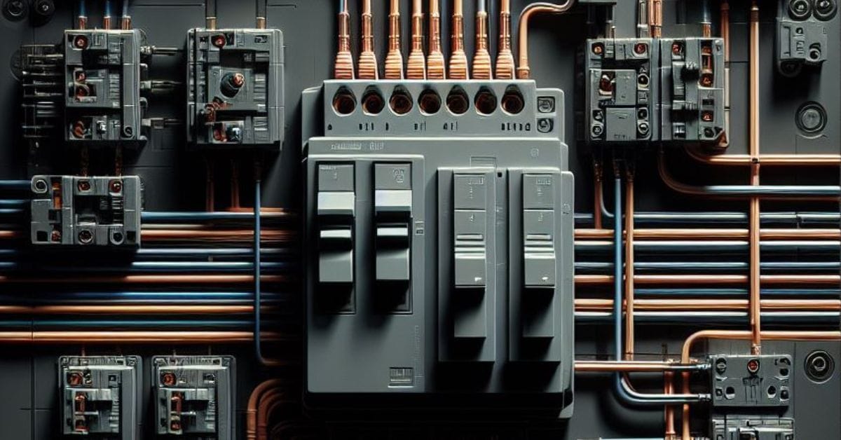 An electrical circuit breaker with wires