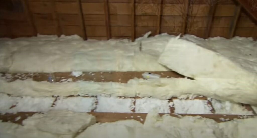 fiberglass insulation on attic