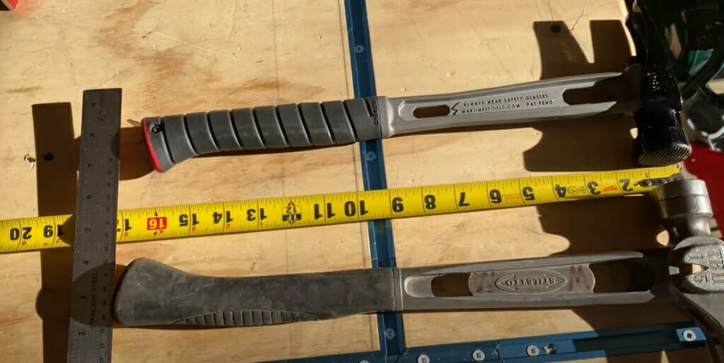 measuring hammer with measuring tape