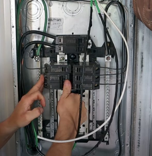 placing two-pole breaker inside electrical box