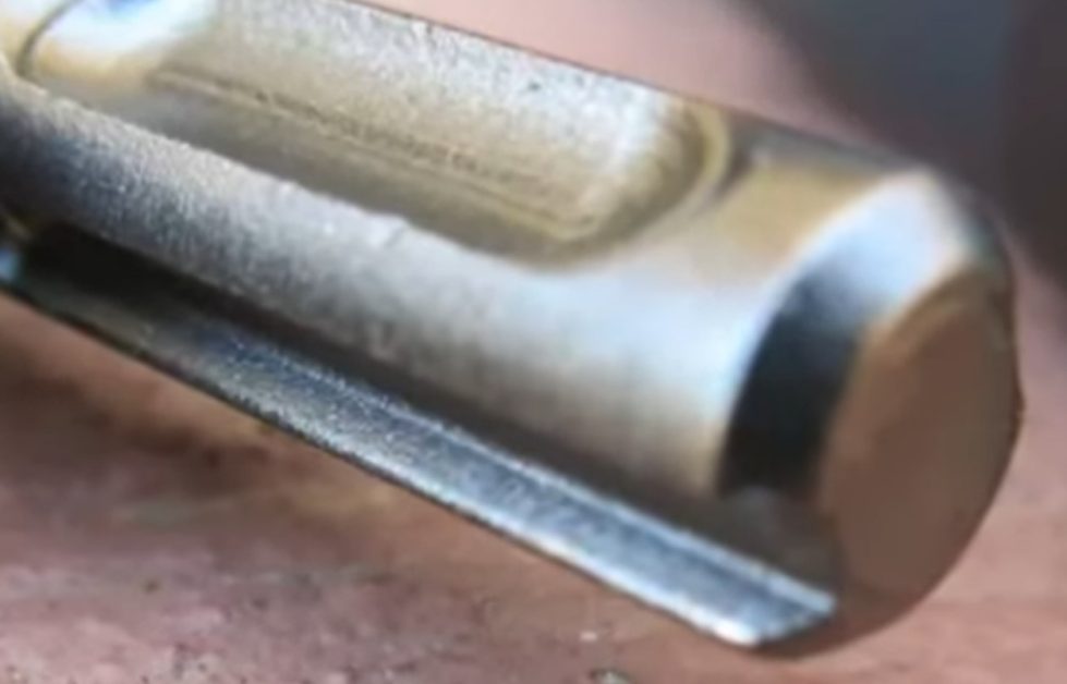a close-up of the SDS shank of the firewood splitting drill bit