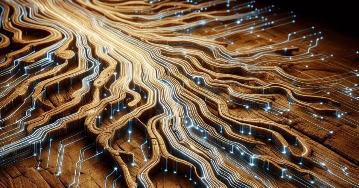 An image representation of an electricity travelling on wood branches