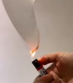 burning a para-amid fibers using lighter