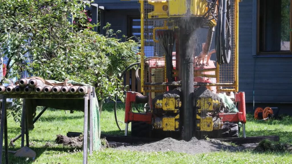 casing is inserted into the dug or drilled well