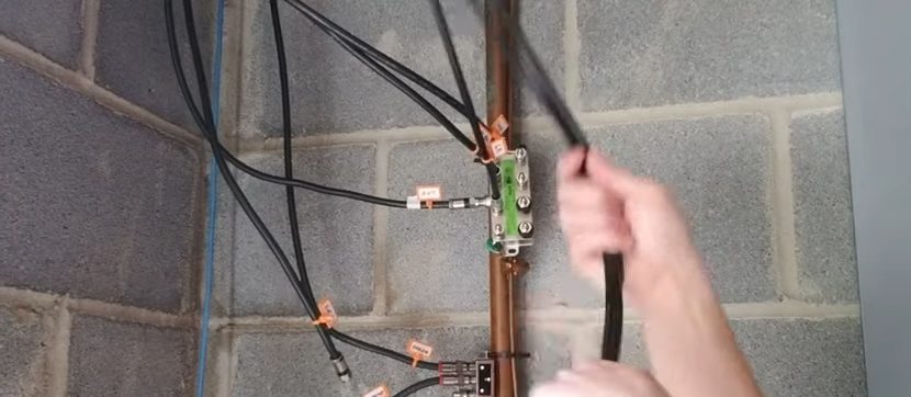 fixing the coaxial cable at the wall