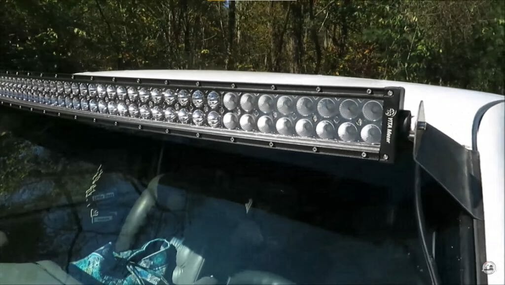 light bar mounted on roof of car