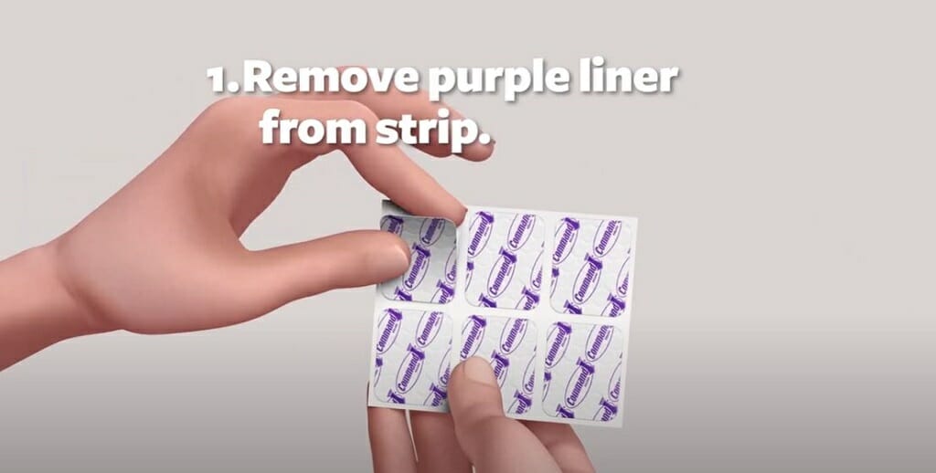 remove the purple liner from the strip