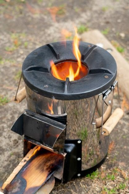 heating water on a rocket stove