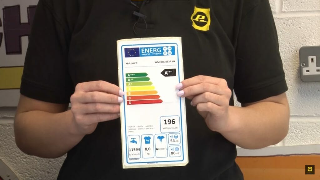 man holding an energy rating guide pamphlets