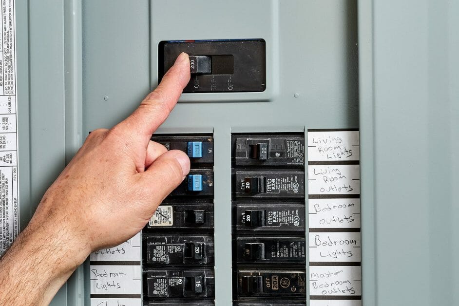 turning off power at the electrical service panel