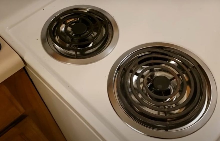 two burners of an electric stove