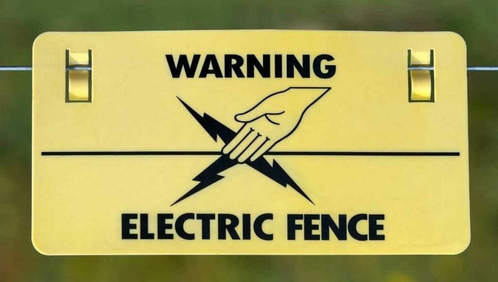 A warning sign for an electric fence