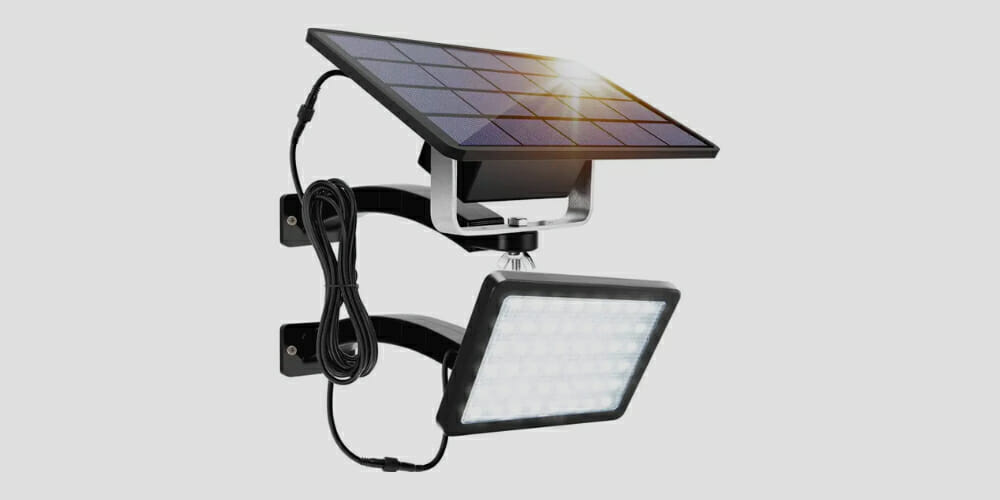 solar panel connected to a LED lamp