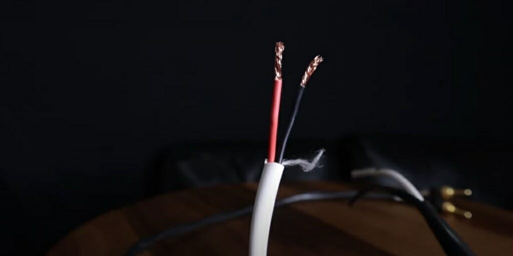 split 3 feet of speaker wire - red and black