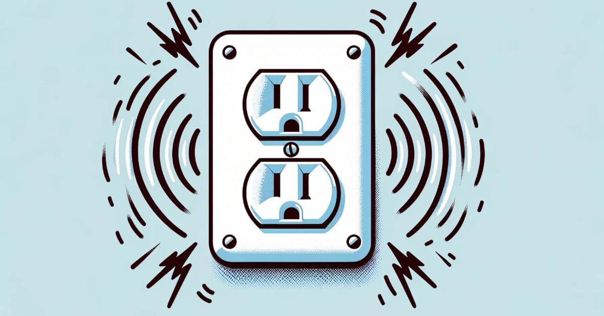 An illustration of an electrical outlet with an electric shock
