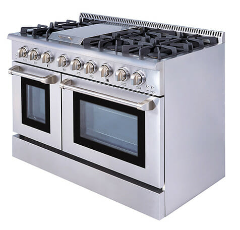 gas range with an electric oven