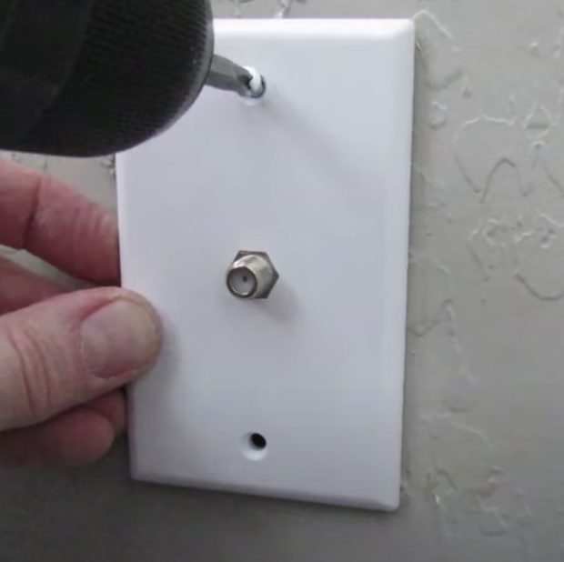 installing cover plate on coax outlet