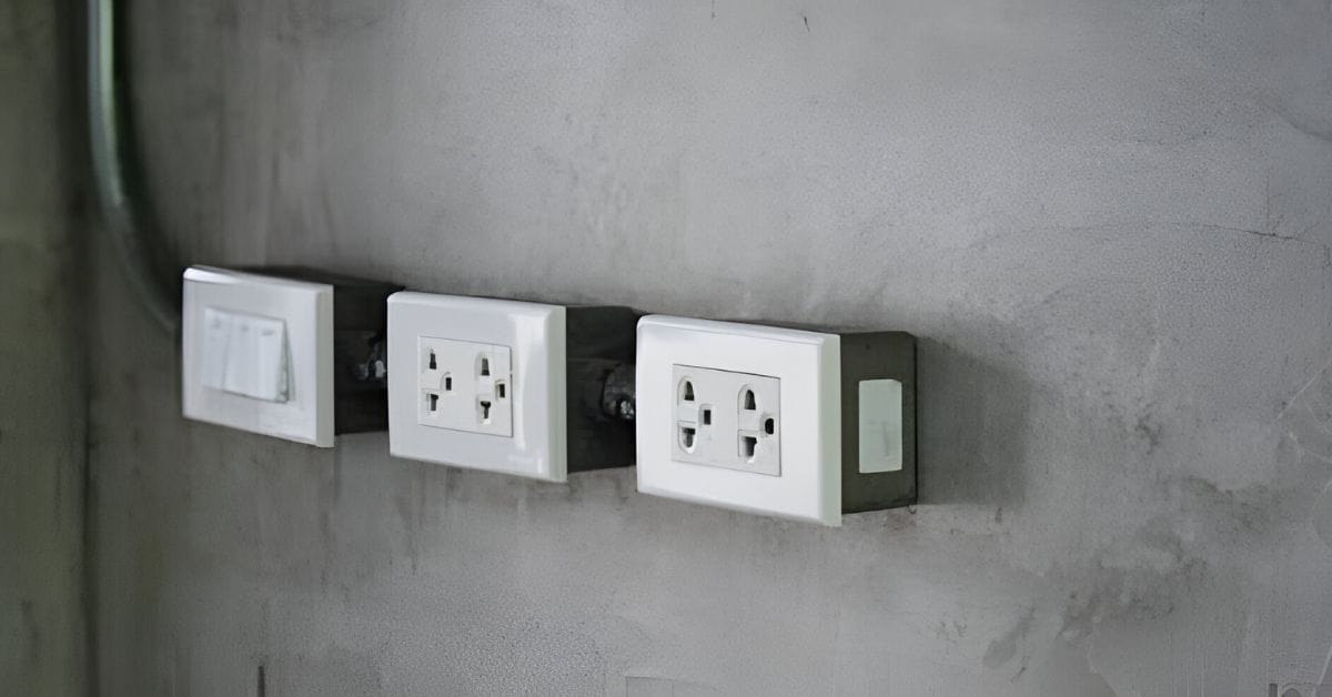 Light switches and outlets on the bare wall