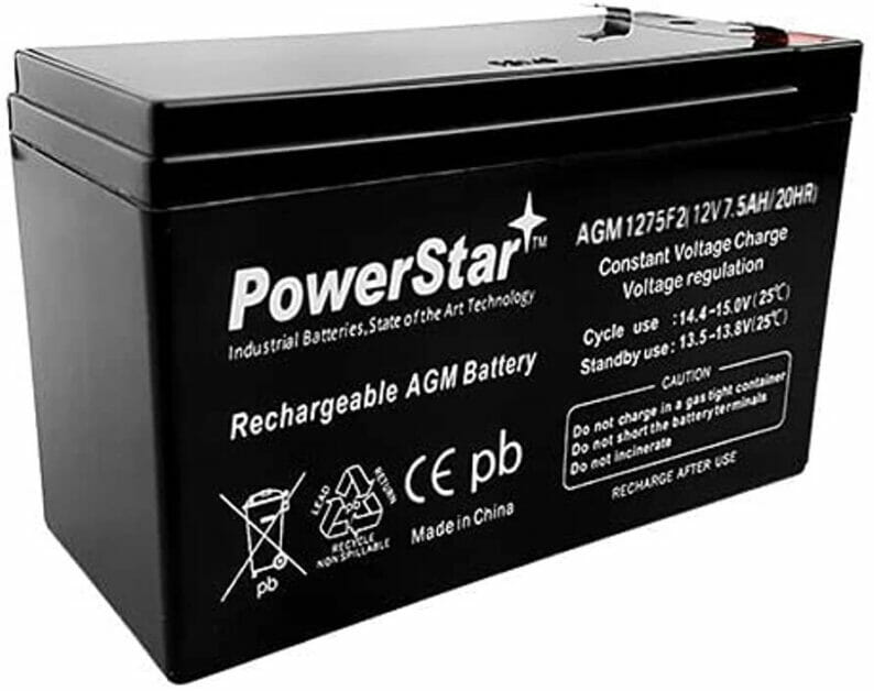 a 12V 7.5 Ah rechargeable battery