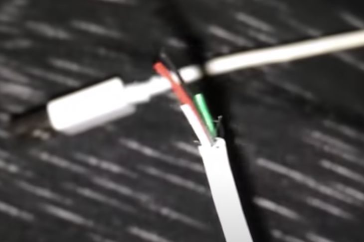 cutting the charging port of a charger