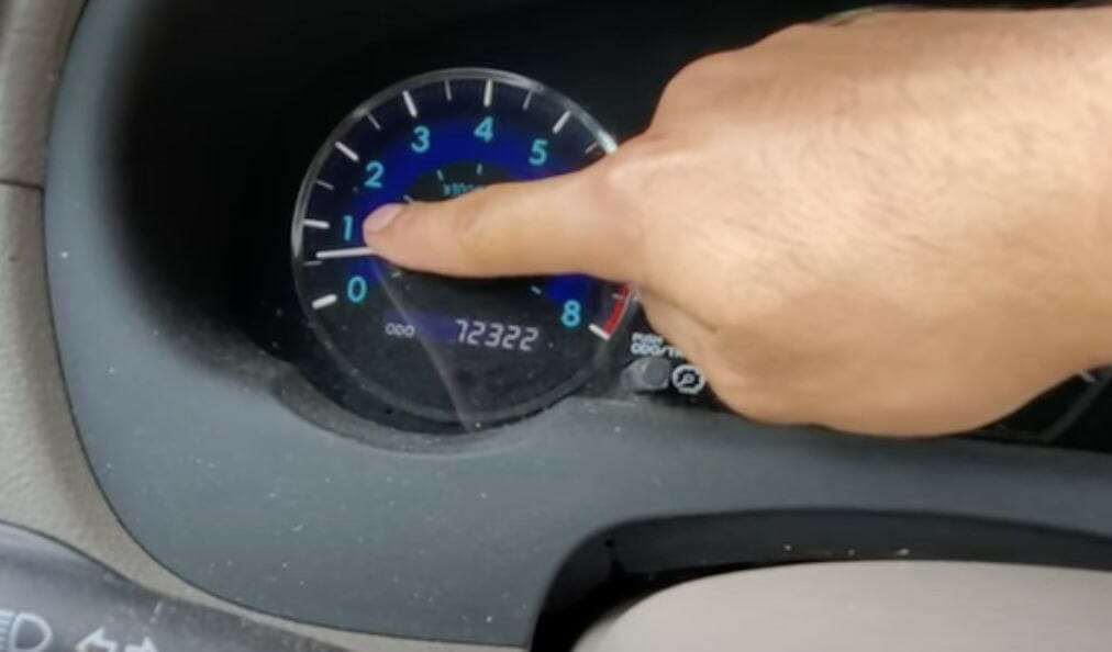 pointer finger on the car's idle reset/relearn meter