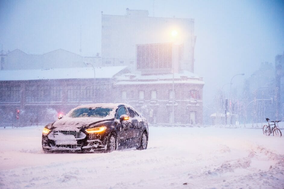 a car in a snowy street