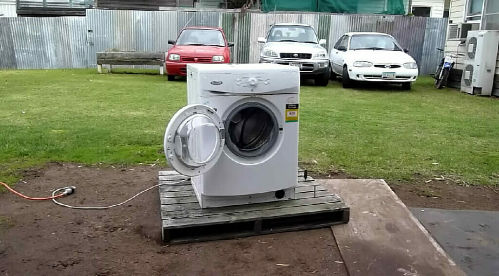 a damaged washing machine